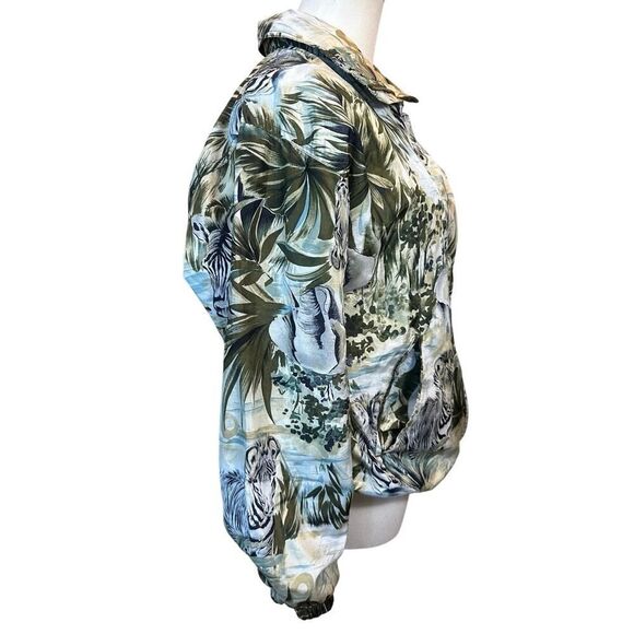 VTG EVR 90s Y2K Satin Jungle Safari Lightweight Windbreaker Jacket Women Size PS - Picture 2 of 16